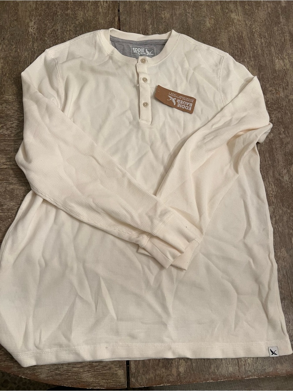 Eddie Bauer Men's Long-Sleeve Henley in Off-White